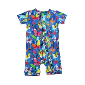 Aurora Butterfly Shorty Zip Baby Infant Summer Outfit Bamboo 