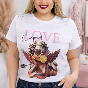 AE Alma Edelia’s Diseños a Tu Estilo – #00124 “Women’s “Cupid Love” Rhinestone T-Shirt  Trendy Boutique Style