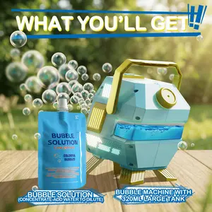 Upgrade Desktop Bubble Machine, Automatic Rotating RGB Lights, Multi-Bubble Output, Unisex, Suitable for Parties, Weddings, Outdoor Activities