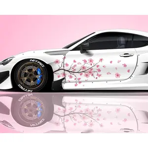 62.9x22.6" Reusable Vinyl Car Exterior Decoration, 2-Piece Sakura Japanese-Themed Universal-Size Large Side Vehicle Livery, Easy-Apply Exterior Graphic (7)