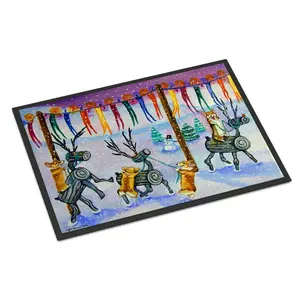 Carolines Treasures  24 x 36 in. Corgi Log Reindeer Race Christmas Indoor or Outdoor Mat
