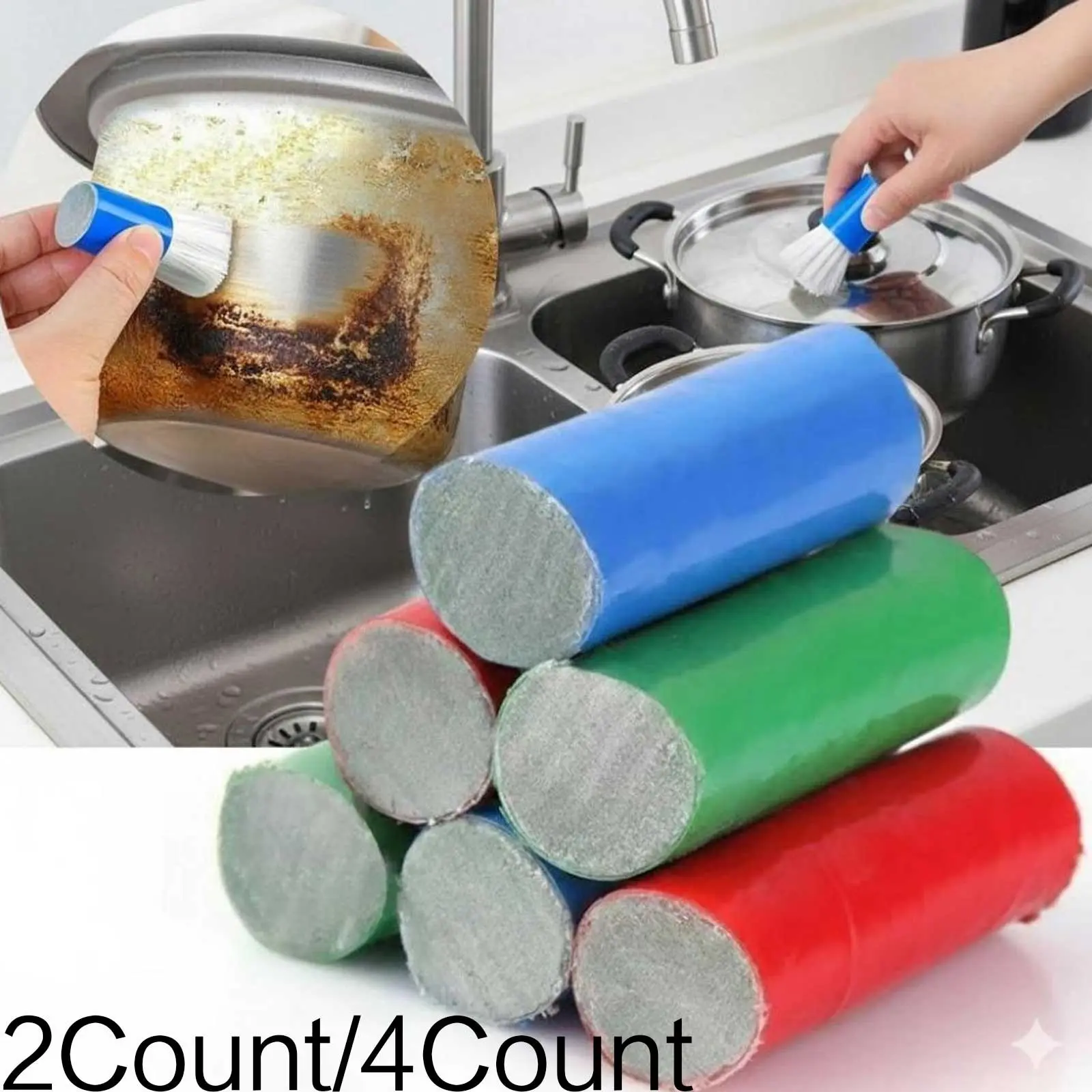 Magic Scrub Brush: Heavy-Duty Stain Remover for Pots, Pans, Oven & Grill. Scratch-Resistant, Heat-Resistant, Non-Slip Handle. Safe for Non-Stick Coatings. Dish Scrubber Brush