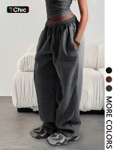 Women's Casual Pure Color Elastic Loose Waist Comfortable Sports Pants with Pockets, Breathable Fabric, Soft Material ，summer bummer pants