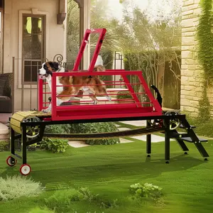 Dog Treadmill for Large Dogs with Hand Brake, 91" Indoor/Outdoor Dog Running Machine Exercise Equipment, Helps Dogs Release Energy and Build Stamina, Ideal for American Pet Owners (Red)