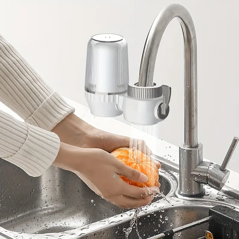 Water Filter for Sink Faucet, Fits Standard Faucets Only, Sink Filter, Reduces Chlorine Lead-Free Material, Faucet Water Filter for Kitchen/Bathroom/Toddlers, White