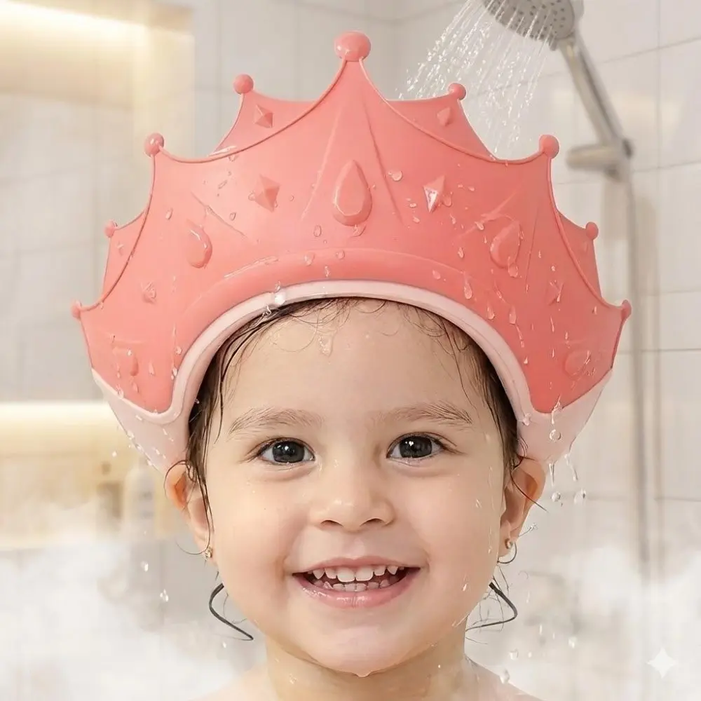 Adjustable Slip-Resistant Silicone Baby Ear Protection Bath Cap, Shower Caps, Waterproof Washing Hat Set, Eco-Friendly Anti-Slip Safe Newborn Shampoo Visor, Eye Protection Hair Wash Aid.
