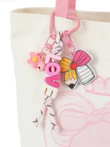 1pc Love Bow Bell Keychain, Acrylic Colorful Letter Keyring, Personalized Name Gift for Birthday Christmas Valentine's Day