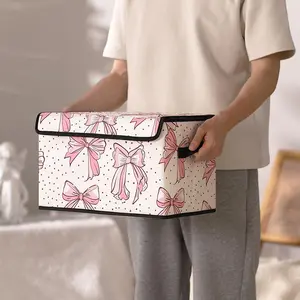 Bow Pattern Storage Box with Handle, Dustproof Clothes Storage Box, Under Bed Storage Organizer, Home Organizer for Bedroom Wardrobe