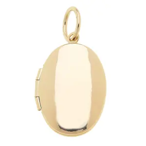 Oval Shaped Locket Charm in Shiny Gold