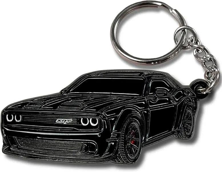 Dodge Challenger SRT Keychain – Black Muscle Car Key Ring, Sports Car Accessory, Gift for Challenger Owners & Car Lovers