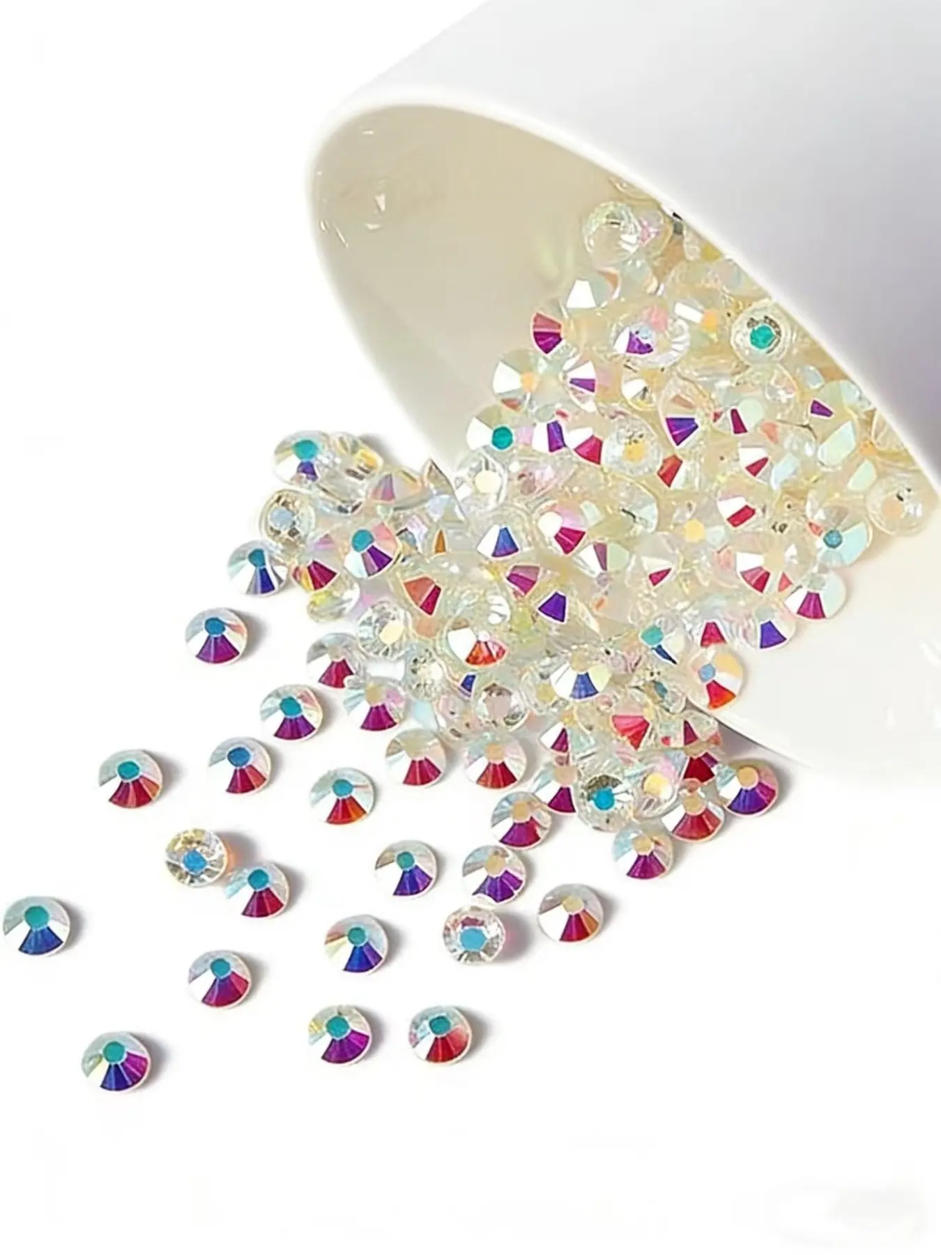 Flat Back Crystal Rhinestones Round Gemstones for Nail Art and Craft Glue Fixing, Bling Rhinestone Decoration, Transparent Ab, 1.3-6.0 Mm, SS3-SS30/1440-288 Pieces, Rhinestone Sparkle