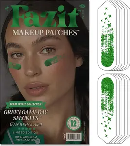 Fazit Makeup Patches - Green Game Day Speckles - Glow Up Make-Up Patches - Cute Glitter Makeup Accessories for Women - Cosmetic Glitter for Face