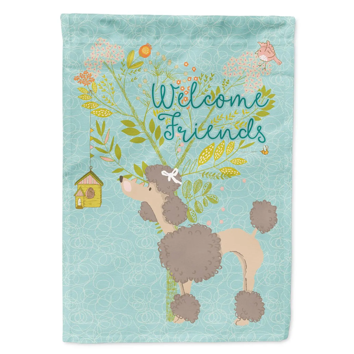 Welcome Friends Chocolate Poodle Garden Flag Mailbox Decorative Yard Banner Outside Patio Artwork for Flower Beds, Garden Size, Multicolor