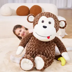 IKASA Giant Monkey Stuffed Animal Plush Toy,30" Large Cute Jumbo Soft Toys,Huge Big Size Fluffy Plushy Fat Oversized Plushie,Gifts for Kids Girls