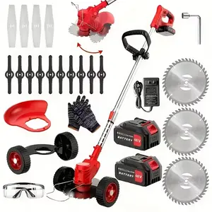 6" Cordless Electric Grass Trimmer with 2x1500mAh Batteries & Charger - Lightweight Wireless Lawn Mower with Variety of Tools for Small Yard/Garden Maintenance, Quiet Grass Cutting & Easy Storage Blade Portable