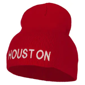 Houston Embroidered Knitted Short Beanie