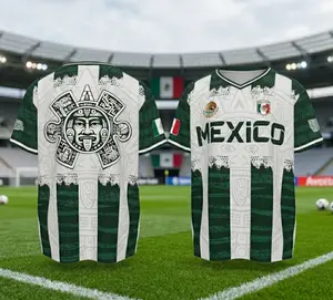 2026 Mexico Aztec Calendar Soccer Jersey, All over Print, Casual Style for All Seasons, Unique Piedra del Sol Design, Classic Throwback Jersey
