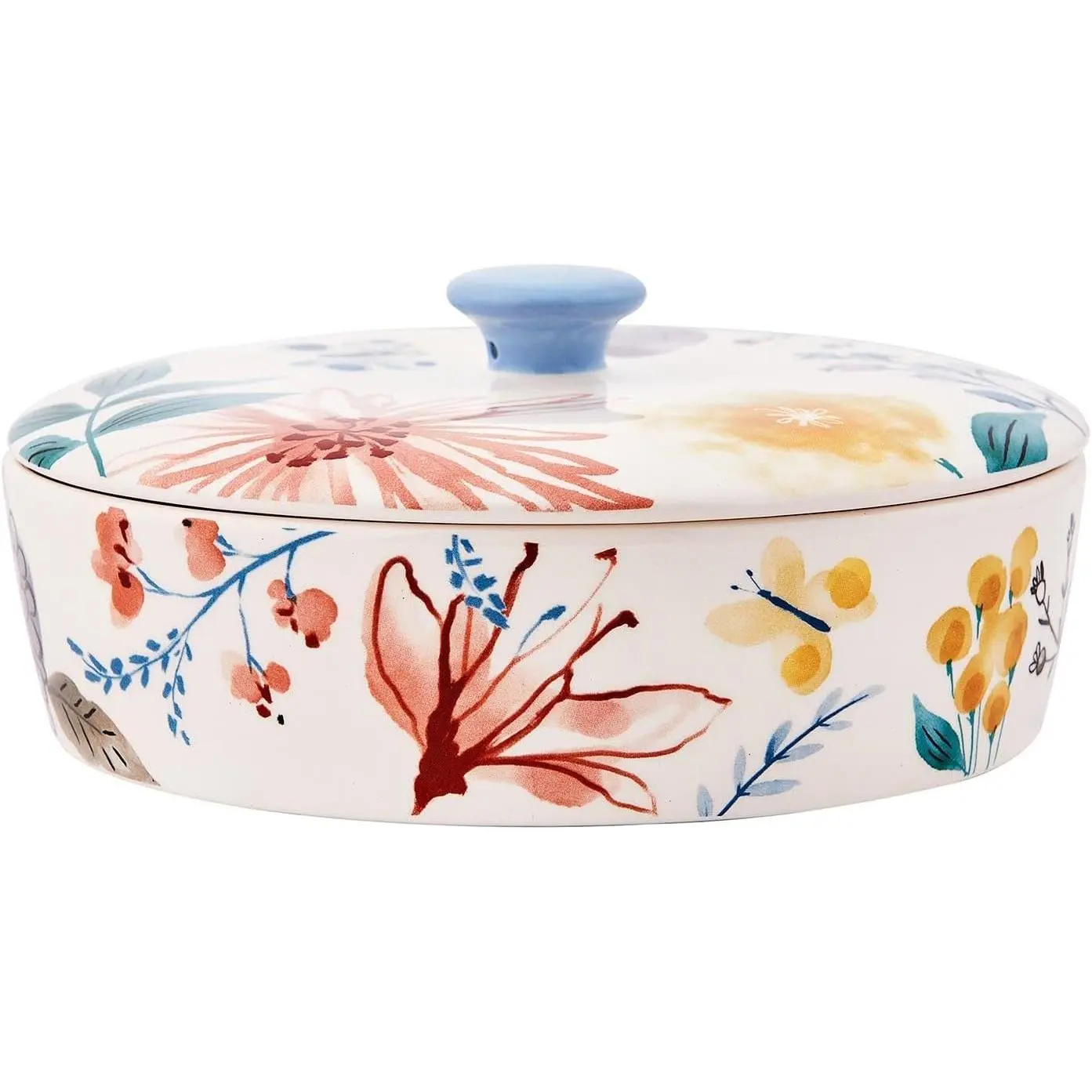 Ceramic Tortilla Warmer Cookware - 8.9 in Holder with Lid, Microwave Safe, Dishwasher Safe for Bread, Tacos