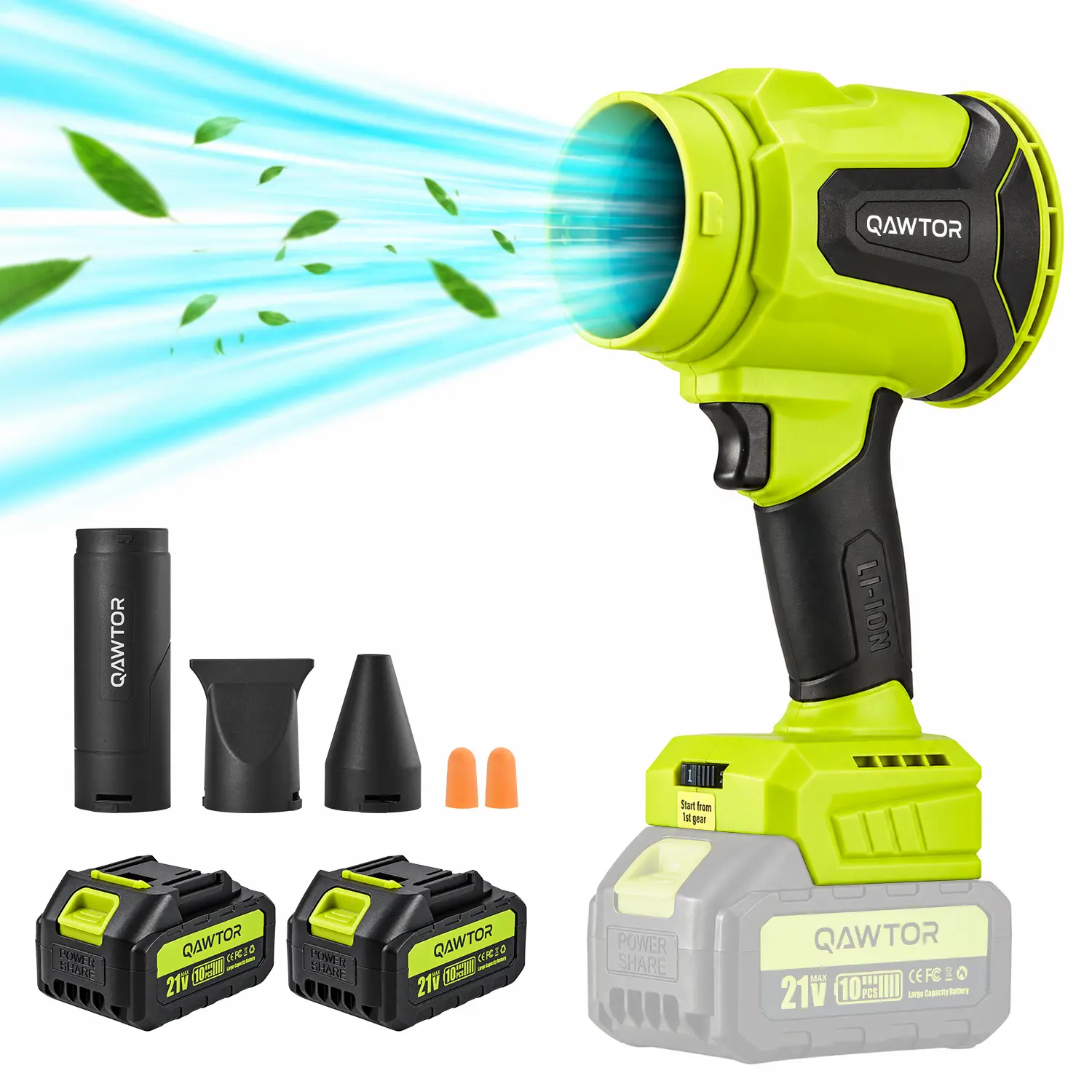 Qawtor Cordless Leaf Blower & Turbo Air Blower, Powerful Handheld Jet Fan for Car Drying, Dust Removal, Yard Cleaning, Garden Maintenance & Household Use