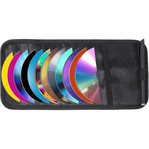 CD Case Holder for Car - DVD Vehicle Visor Storage Orangizer Sun Visor Organizer for CD Visor Case with 12 DVD Storage Sleeves 1 Mesh Pocket 1 Pen Holder(Black)