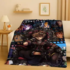 Kingdom Hearts Cartoon Game  Flannel Blanket,Ultra Soft Plush Throw for Home Bedroom Bed Sofa Cover Christmas Gift