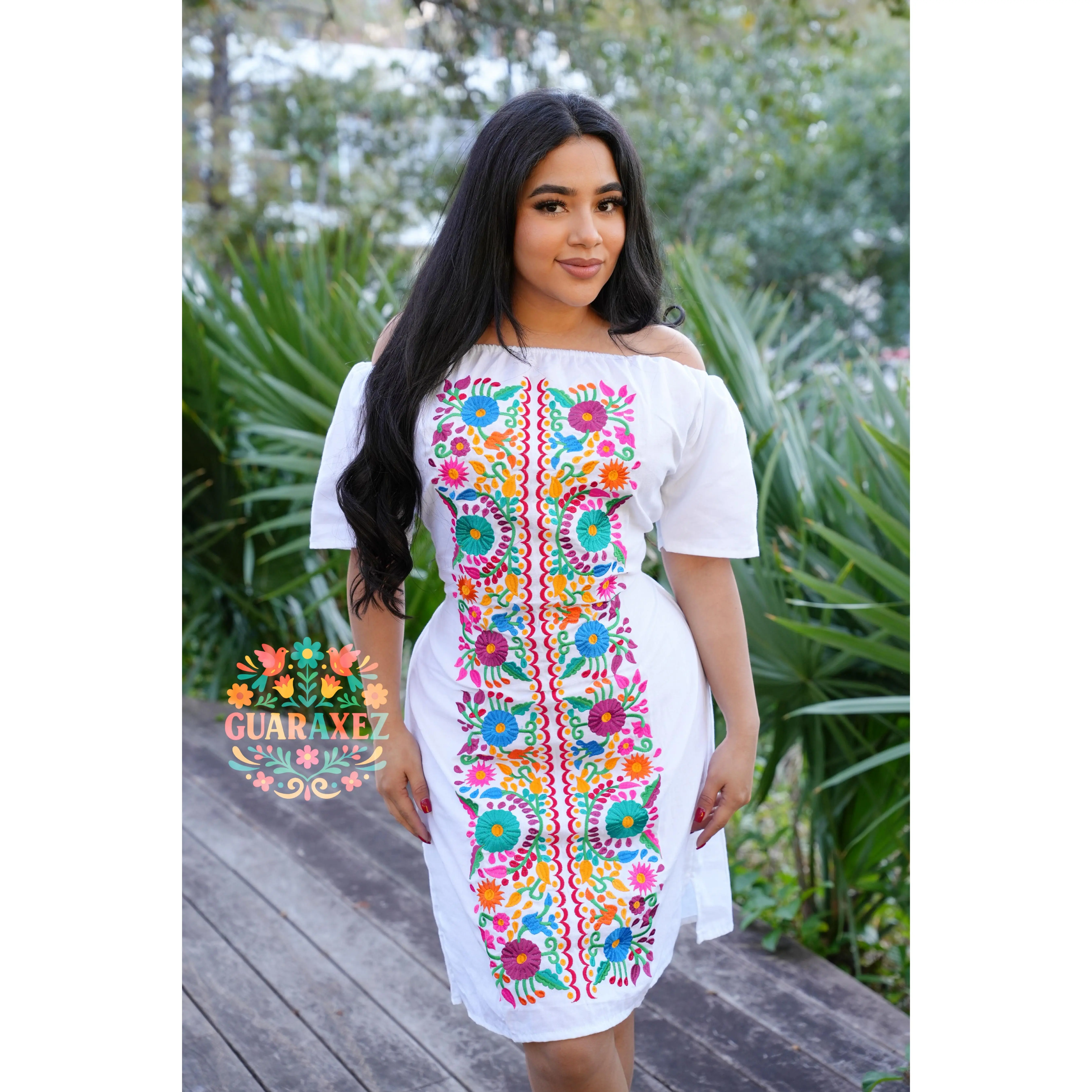 Mamacita Mexican Embroidered Dress - Casual Women's Dress with Adjustable Fit, Elastic Waistband, and Colorful Embroidery Design