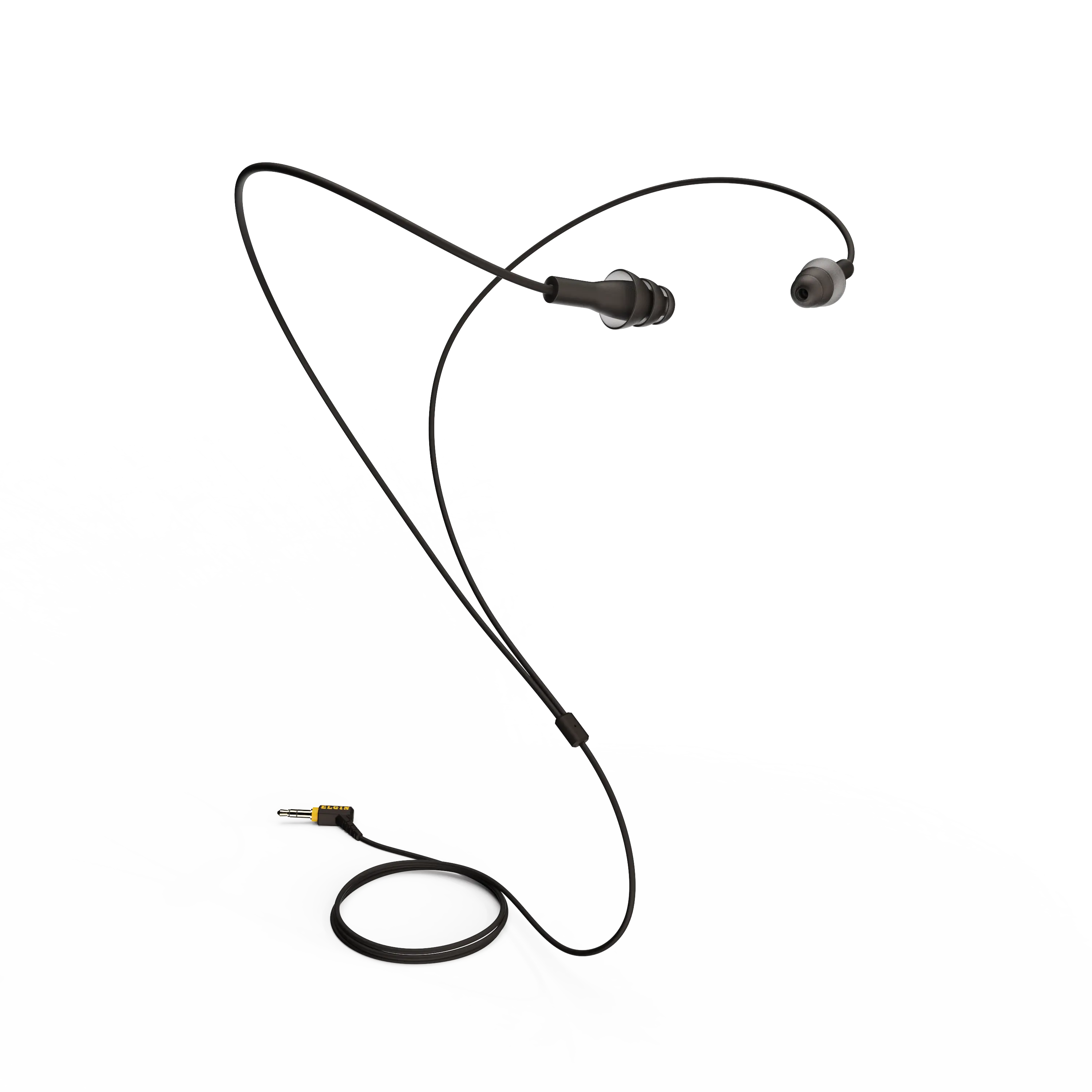 Elgin Ruckus Black Silicone Wired Earphones - 3.5 mm Jack, OSHA-Compliant Noise Reduction Earplugs for Hearing Protection