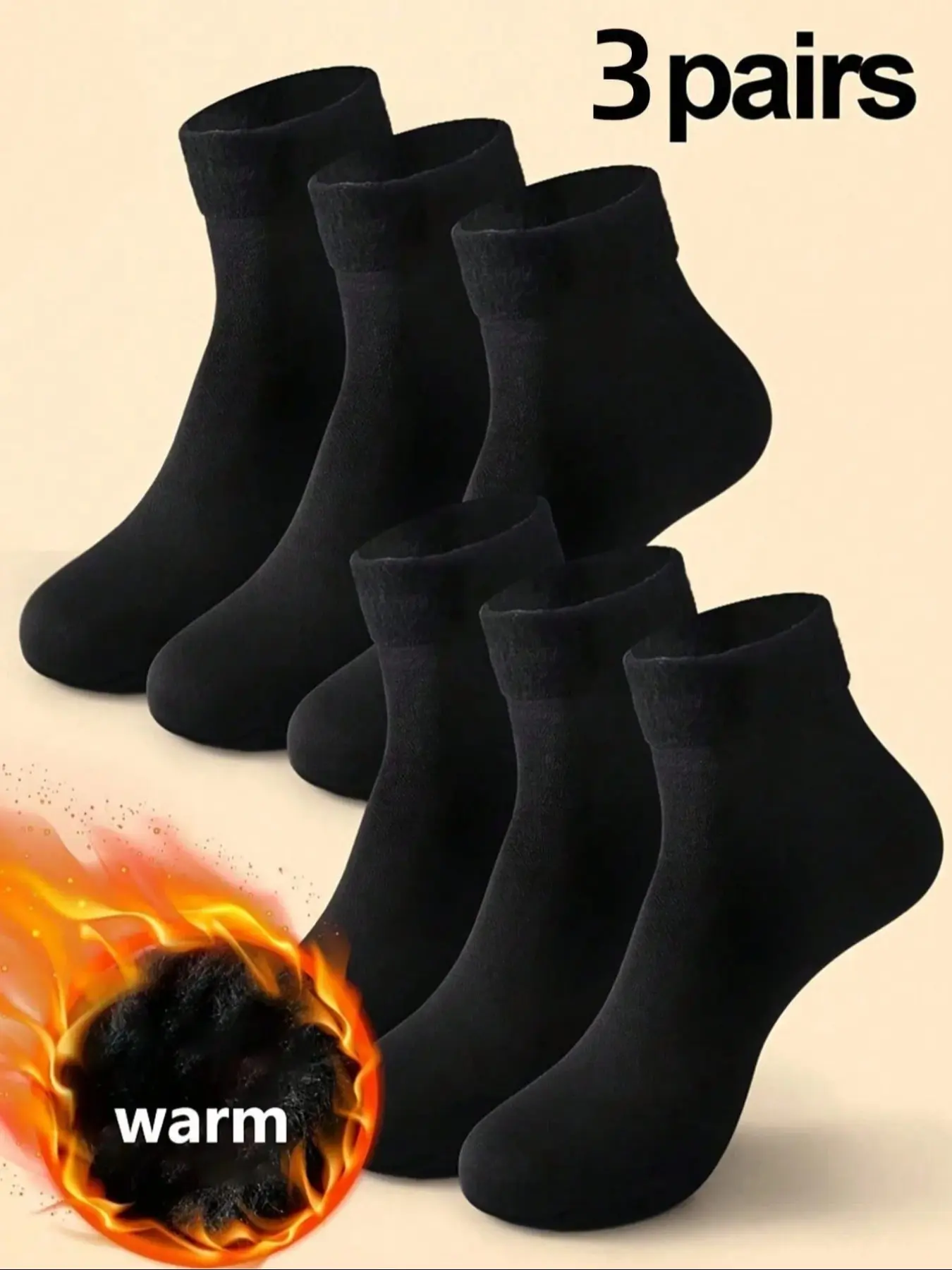 3 pairs of snow socks, with fuzzy lining, thickened floor socks for warmth, cold-weather warm socks in winter, Fluffy Socks, Socks Set