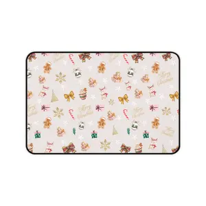 Christmas Icons Desk Mat | Holiday Candy Canes, Gifts, Gingerbread Pattern