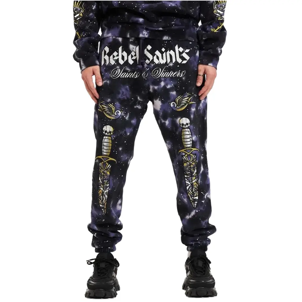 Affliction Rebel Saints Men's Fitted Casual Athletic Joggers - 100 Percent Cotton Stylish Soft Sacrifice Galaxy Heavyweight Sweatpants