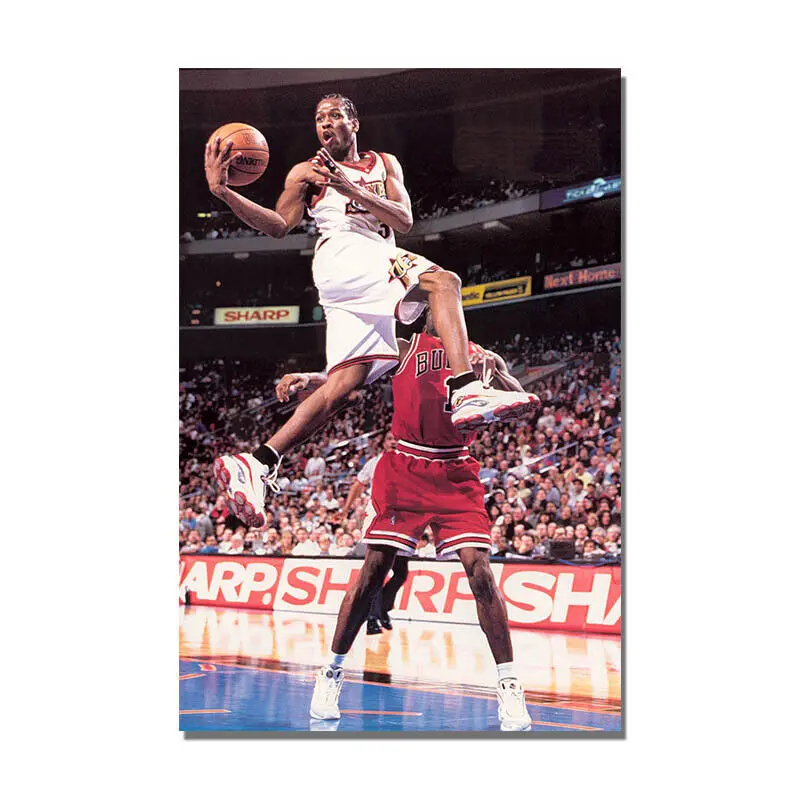 Allen Iverson Dunks Poster, Basketball Poster Print
