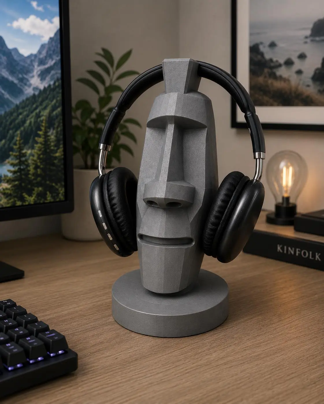 Moai Headphone Stand, Audio & Video Accessory for Headphone Storage and Display