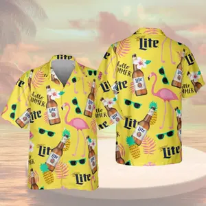 Miller Light Beer Flamingo Unisex Hawaiian Shirt, Beer Shirt, Perfect Gift For Summer