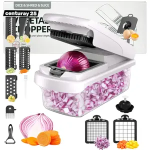 Centuray 25 Vegetable Chopper with Dice Shred & Slice Attachments for Efficient Food Prep and Cooking