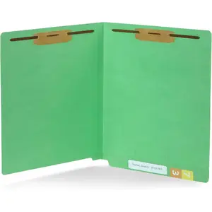50 Green End Tab Fastener File Folders - Reinforced Straight Cut Tab - Durable 2 Prongs Designed to Organize Standard Medical Files, Receipts, Office Reports, and More - Letter Size, Green, 50 Pack