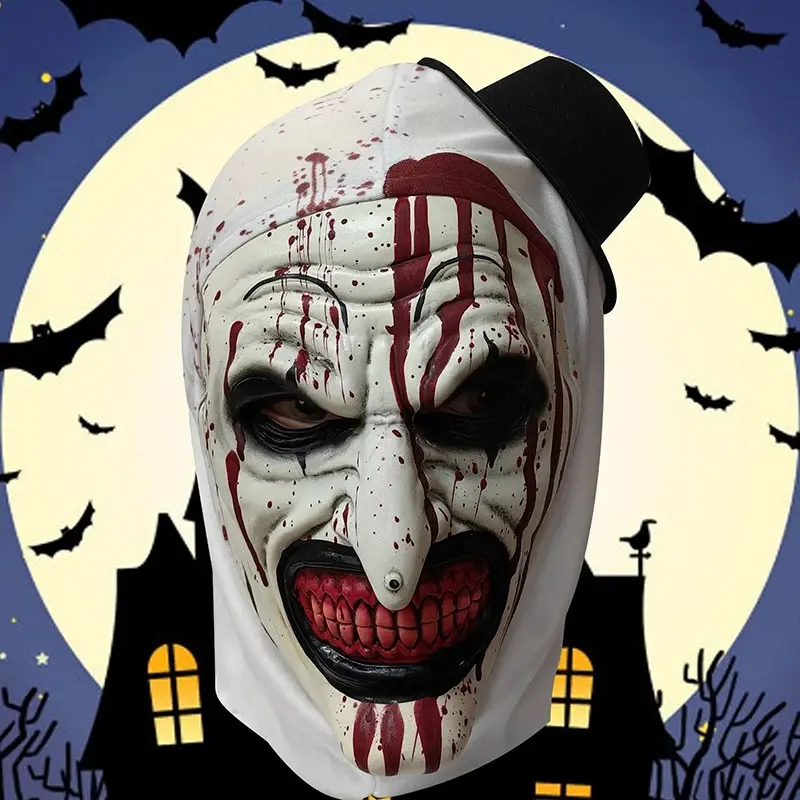 Scary Terrifier Cosplay Mask Halloween Clown Latex Adult Bloody Terrifier Mask Headgear Party Costume Props Adult One Size