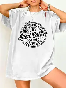 Women's Graphic Print Round Neck Tee, Fashion Casual T-Shirt for Daily Holiday Vacation Outdoor Wear, Ladies Clothes Top for All Seasons