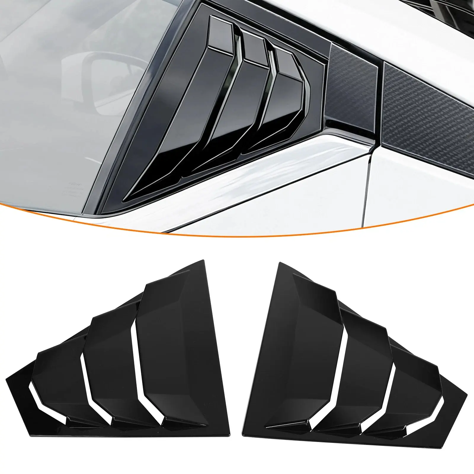 Gloss Black Rear Window Louver for 2019-2025 Nissan Altima, Self-Adhesive Double Sided Tape Sun Protection Windshield Sun Visor Shade Cover, 2 Pcs Side Louvers Exterior Mods, Self Adhesive Tape