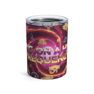 Vibrant 'Vibing on a Higher Frequency' 10oz Tumbler – Cosmic Spiritual Travel Mug