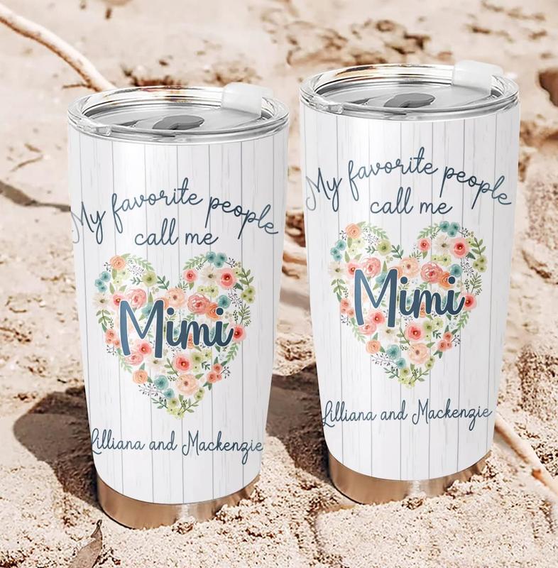 Personalized Gigi Tumbler My Favorite People Call Me Nana Heart Floral Tumbler Gifts For Grandparents Custom Travel Cup Stainless Steel 20 Oz Nana Gifts For Mothers Day Birthday