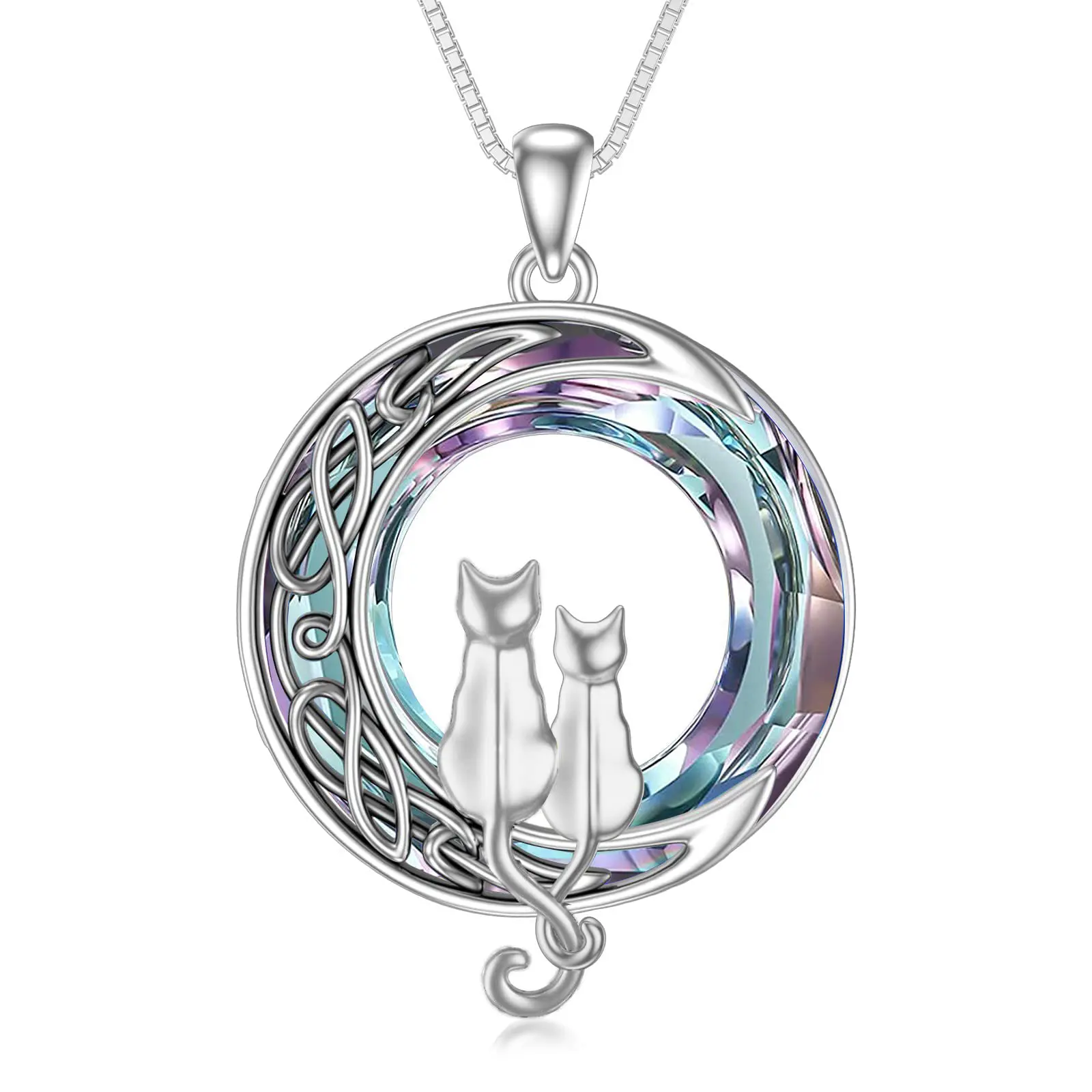 2 Cats(Silver and Silver)-Purple Crystal-02-D