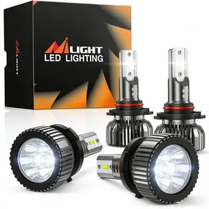 66000LM Super Bright 9005-H11 Bulbs, 6500K Cool White 9005 & HB3 Powersport Bulbs, 60000+ Hrs, Built-in Fan, Easy Plug-N-Play, IP68, Driving Fog Spot Light, 4 Pack