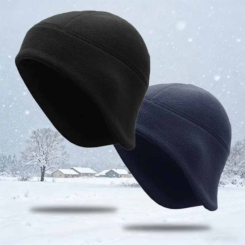 2PCS Autumn and winter warm cycling cap, fleece ear flap cap, outdoor skiing and running windproof and cold-proof cycling hat