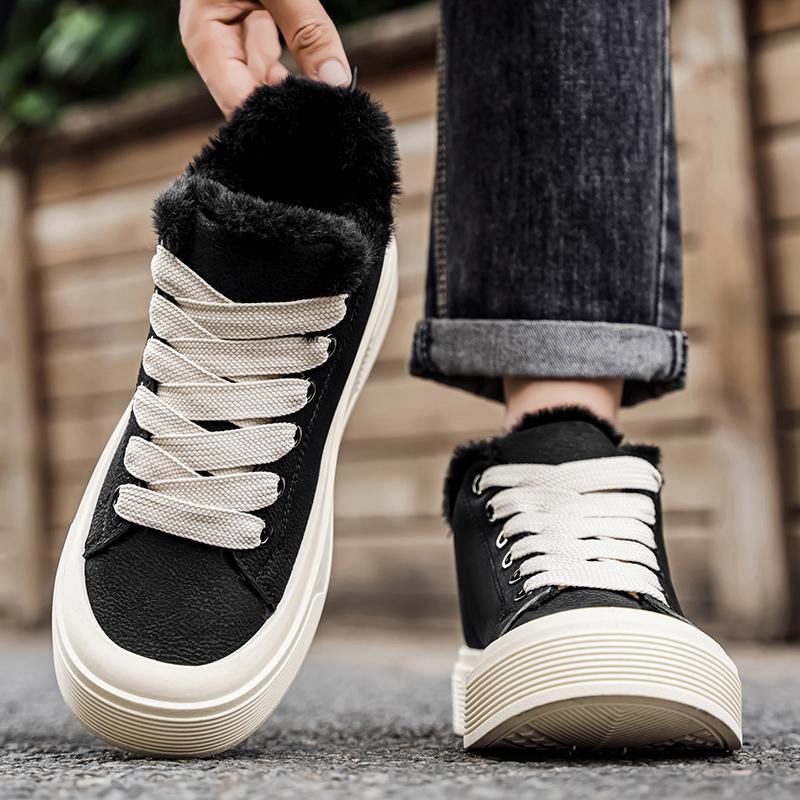 Winter Men's Snow Boots Thick Soled Height Increasing Casual Shoes with Plush Warm Cotton Loafers for Comfort Footwear Boy Closed Tactical Bota Fashion Bathroom Bathroom Makapal Bota Fashion