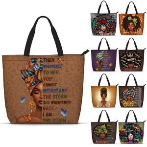 African American Black Women Tote Bag Black Girl Magic Shoulder Handbag For Work Travel Beach Shopping School
