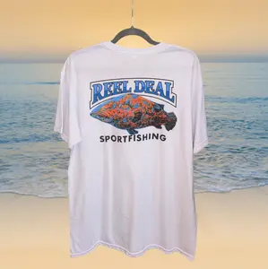 Reel Deal Short-Sleeve Grouper Soft Cotton T-Shirt White in White  Menswear Casual graphic t-shirt