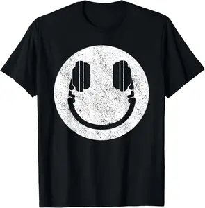 DJ Disc Jockey Smile Casual Short sleeve Cotton T-Shirt