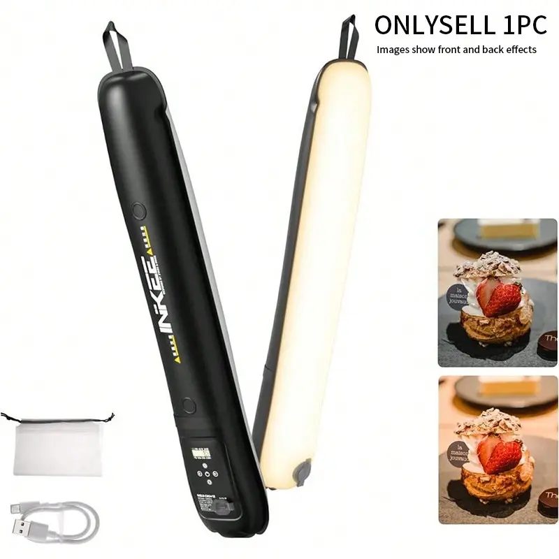 Portable Handheld Design Fill Light, Modern Rechargeable Photography Light Stick, Adjustable Selfie Lighting with Color Screen Display for Outdoor & Indoor, Selfie Accessories, Modern, Led Fill Light