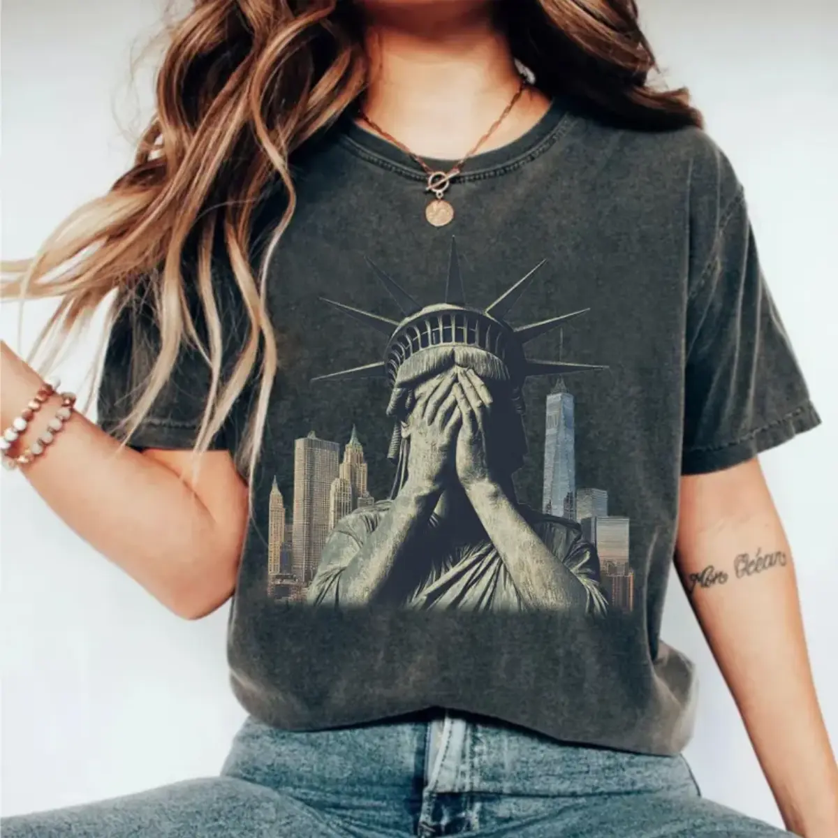 Crying Statue of Liberty Weeping T-Shirt, Political Protest Activism shirt, Rally tee, Liberal Democrat Resist