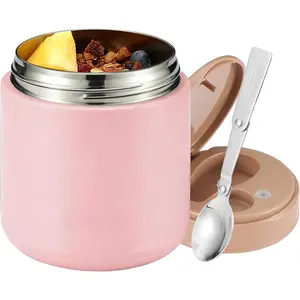 15.2oz   Jar for Hot  - Vacuum Insulated Lunch Container with 316 Stainless Steel Interior, Leakproof Wide Mouth & Foldable Spoon for School Meals